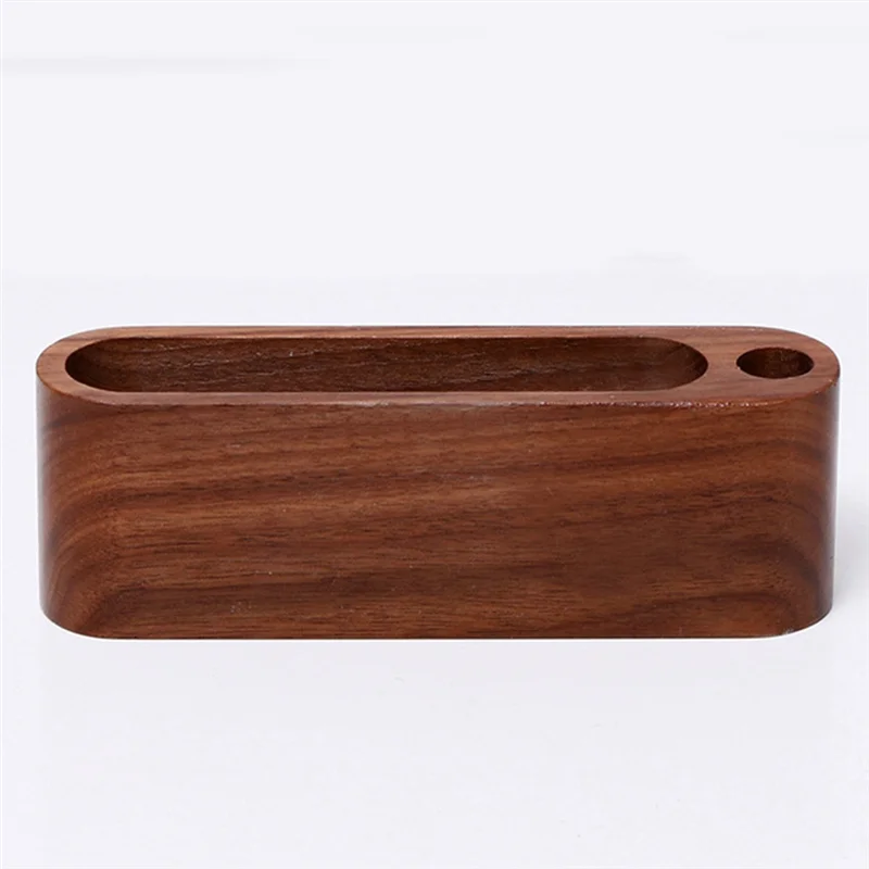 

Top-Business Card Holder Wooden Organizer Office Desk Name Card Display Stand With Pen Slot Memo Pad Cards Stand