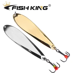 FISH KING Vertical Jigs Winter Ice Fishing Lure 73mm/12g 1PCS Metal Spoonbait with Treble Hook for fishing of perch and pike