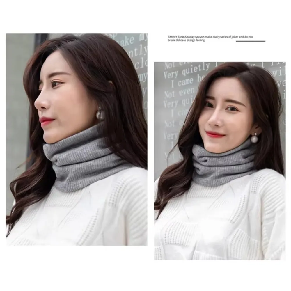 High Quality Fleece Lined Knitted Scarf Double-Layer Collar Scarf Winter Neck Gaiter Soft Thick Circle Loop Scarves Woman/Men