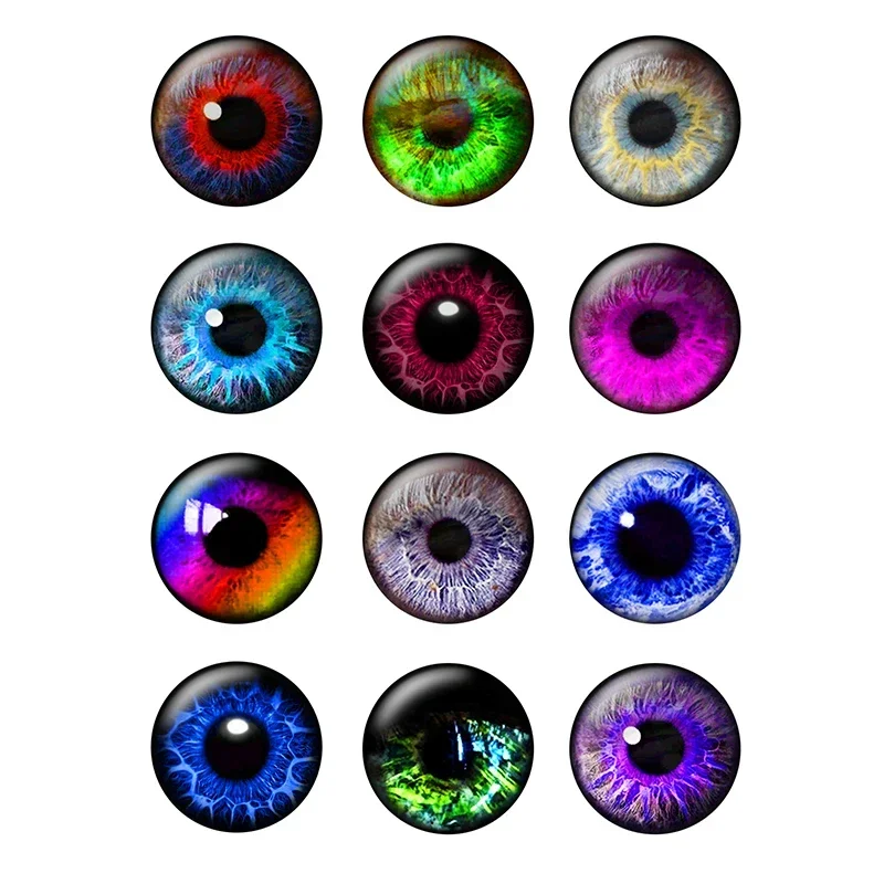 24 Pcs/lot Super Thin Blythe Doll Eyes Photo Round Glass Cabochon 14mm Flat Back Fit To DIY Blyth Doll Eye Chips BT161