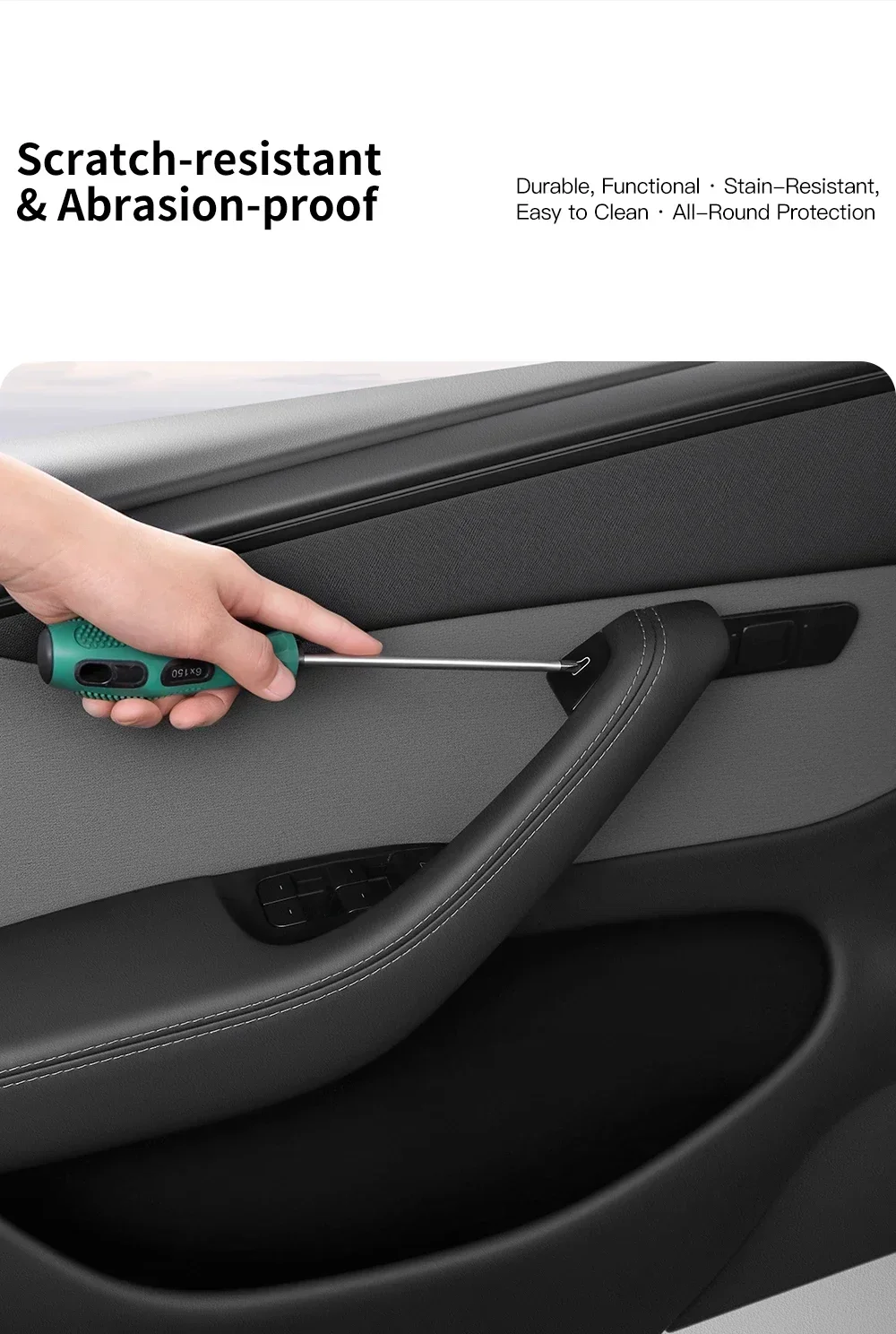 Armlehnen-Fensterheber-Schalteraufkleber für Tesla Highland Model 3 17-23 Juniper Model Y 21-24 Auto-Türenöffner-Aufkleber – Detail 12
