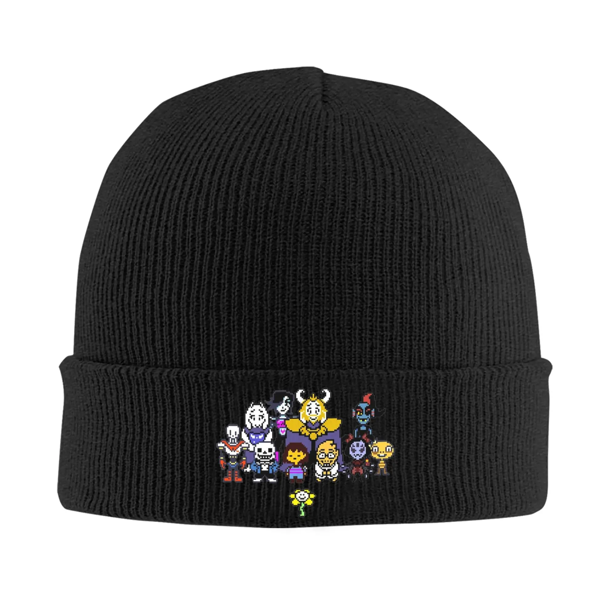Undertales Video Game Hats Autumn Winter Skullies Beanies Street Sans Papyrus Flowey Caps Unisex Acrylic Bonnet,