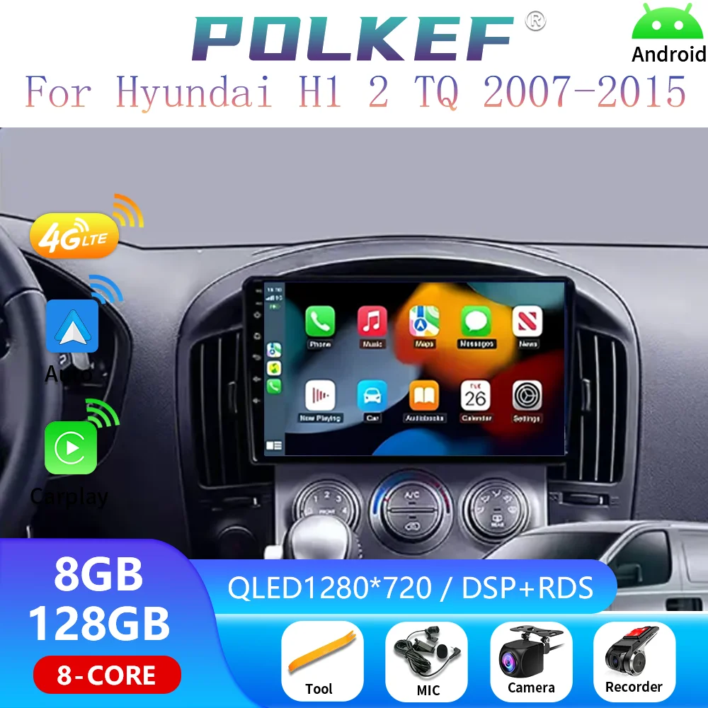 

Carplay Auto Car Radio for Hyundai H1 Android 14 2 TQ 2007 2008 2009 2010 2011-2015 Multimedia Video Player GPS Stereo 4G+WIFI
