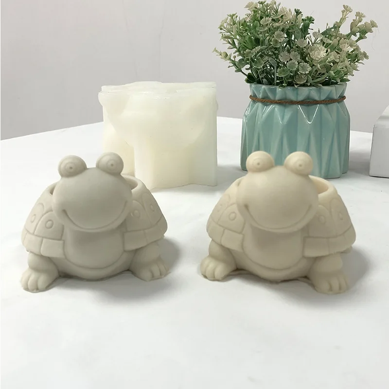 3D Turtle Succulent Plant Flowerpot Epoxy Resin Silicone Mold Tortoise Candle Cup Storage Box DIY Concrete Cement Gypsum Mold