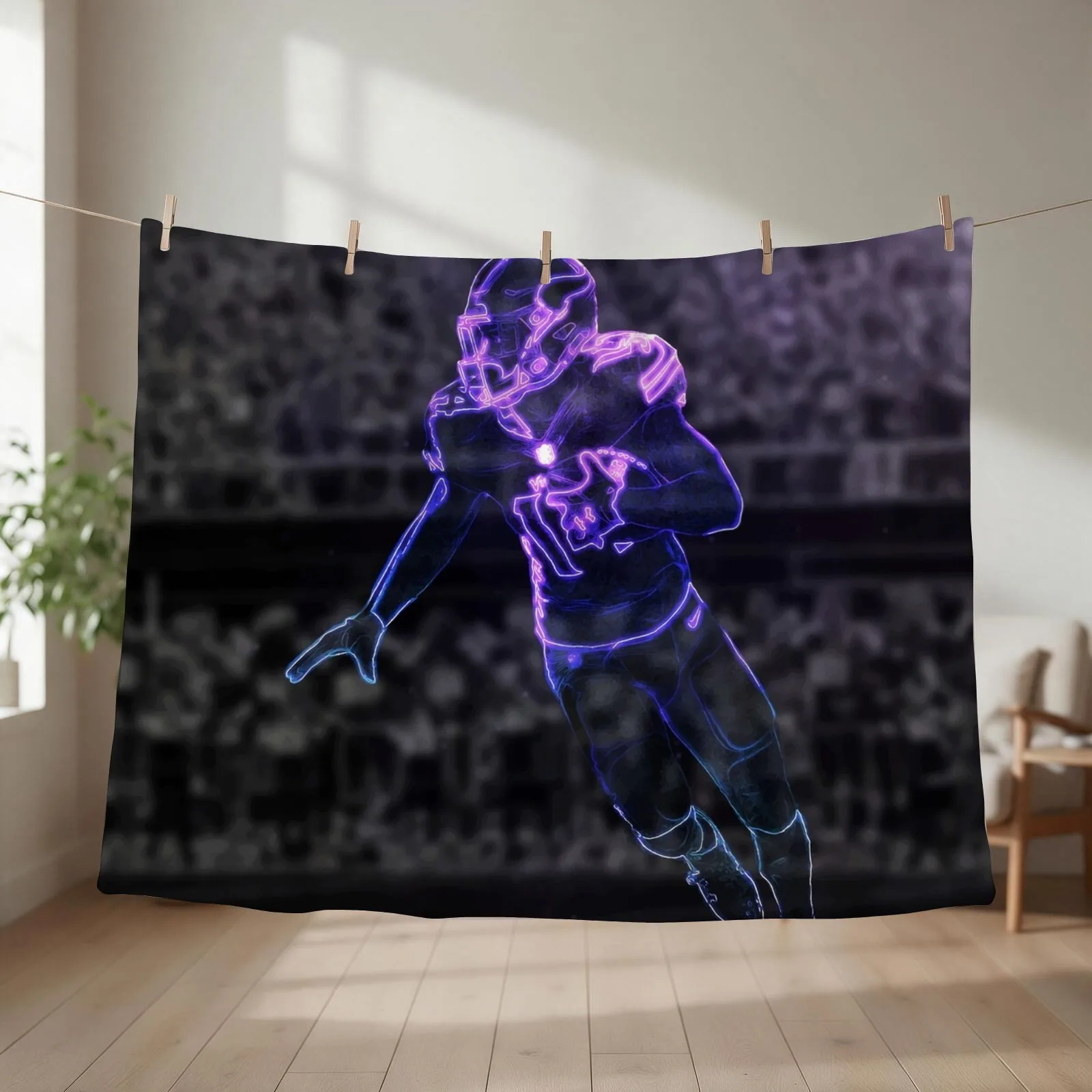 Stefon Diggs Glow Artwork Throw Blanket