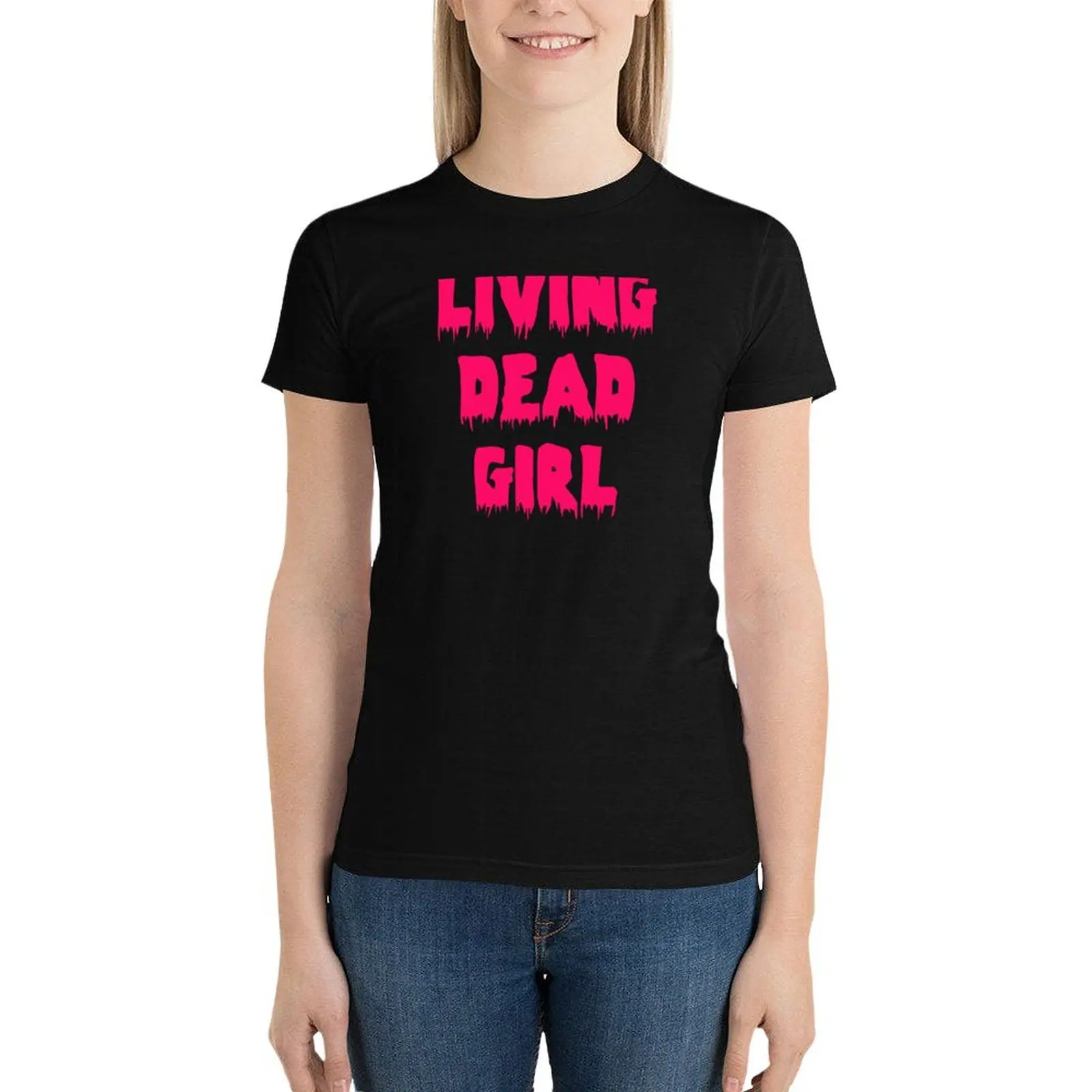 Camiseta de chica viva muerta, camisetas blancas divertidas para mujer