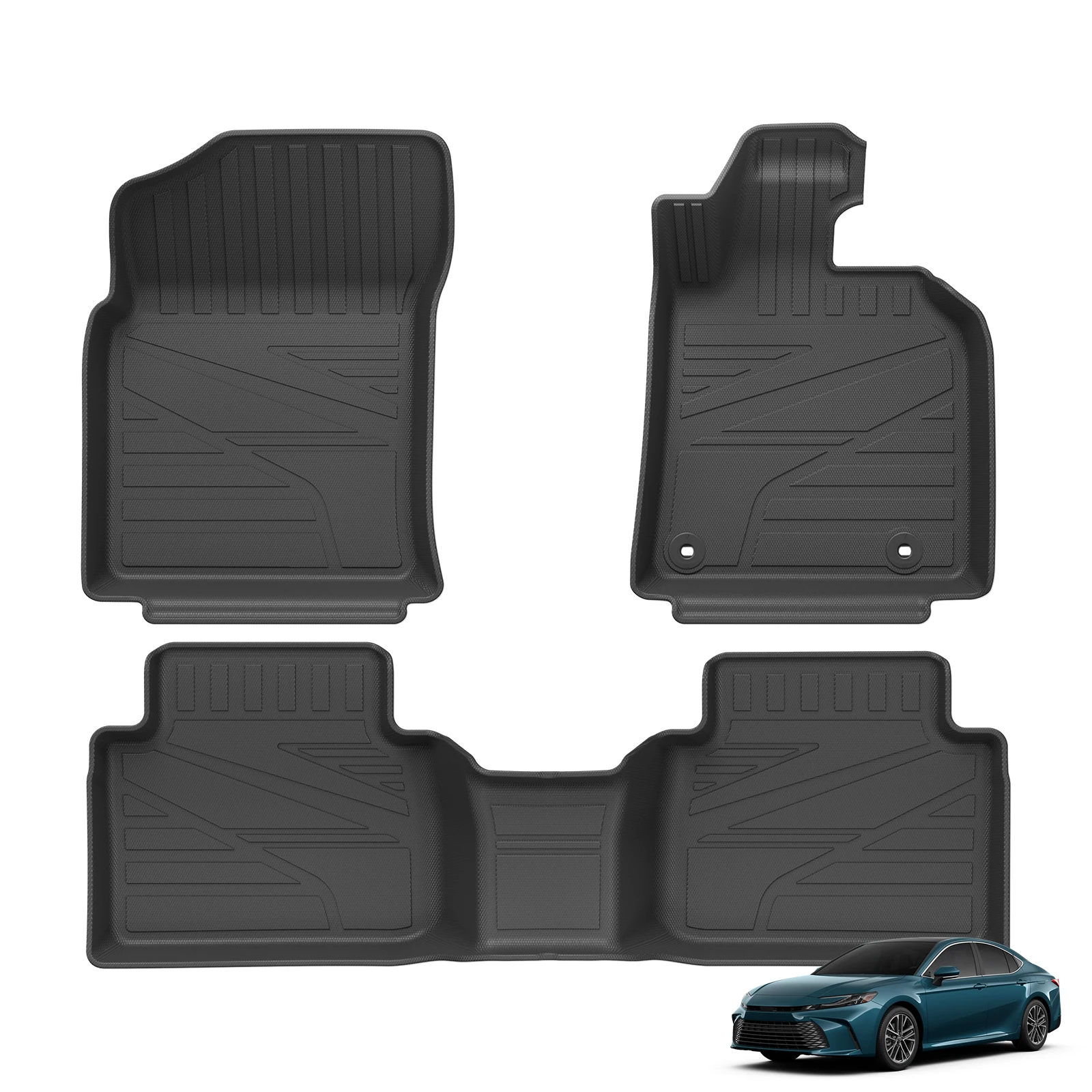 LUCKEASY Right Drive for Toyota Camry XV70 Hybrid Version 2018-2024 TPE Car Floor Mats Trunk Pad All-Weather Accessories Black - view 6
