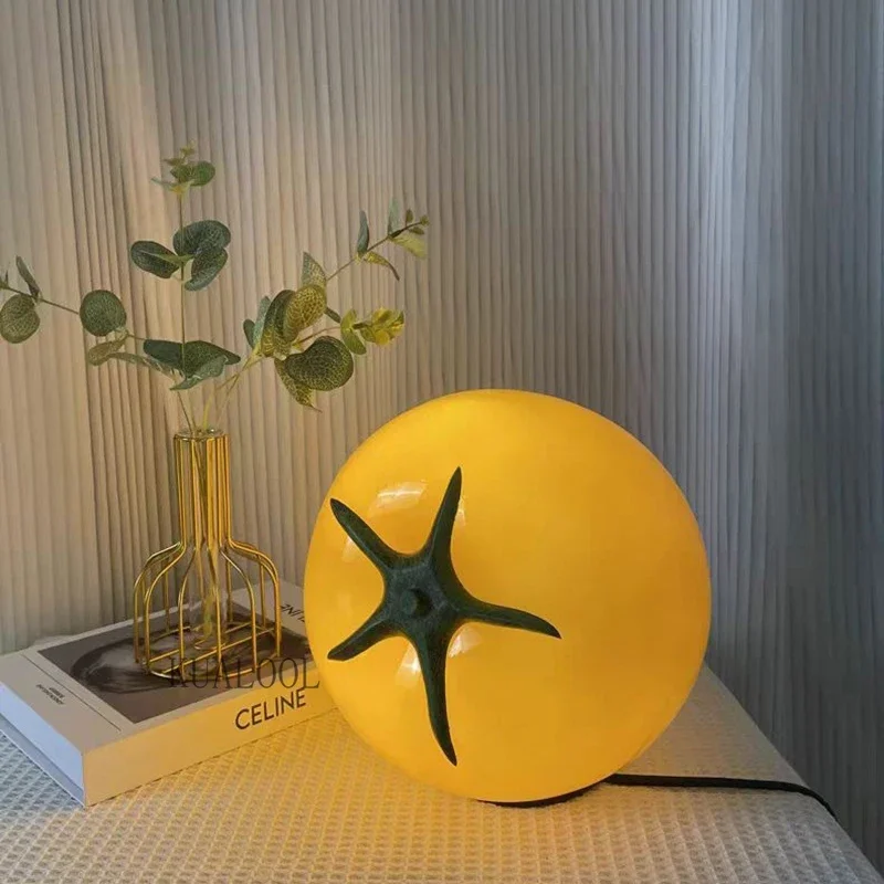 2024 Hot Selling Tomato Table Lamp Glass Decoration Dining Desk Atmosphere Lighting Reading in The Study Room Creative LED Light