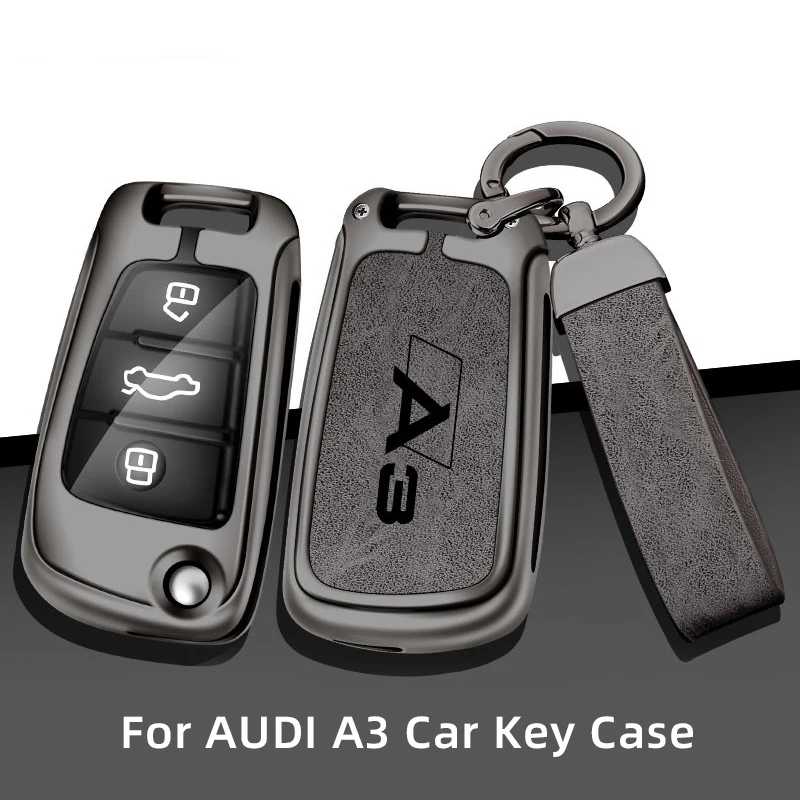 Suitable for Audi A3 8P 8L S3 RS3 Q3 Q7 LOGO remote control protector car accessories fashion zinc alloy car key cover shell