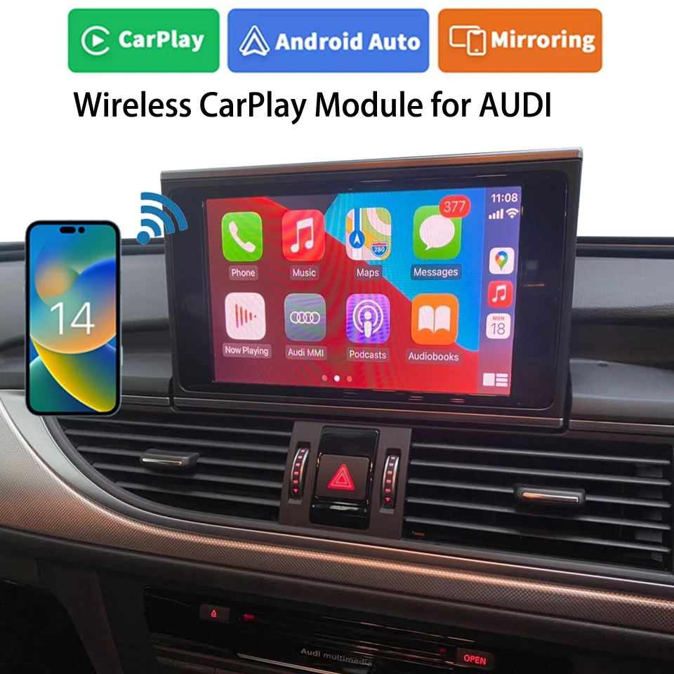 iCarPlay for AUDI A3 A4 A5 Q2 Q7 Car Radio Wireless CarPlay Android Auto Retrofit Phone Screen Mirror GPS Navigation