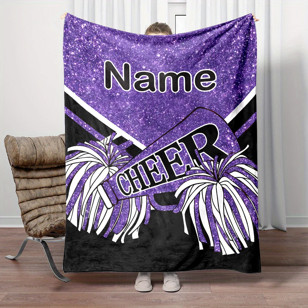 1pc Personalized Custom Name Blanket Cozy Flannel Cheerleading Team Member Gift with Unique Name Print Perfect for Team Spirit