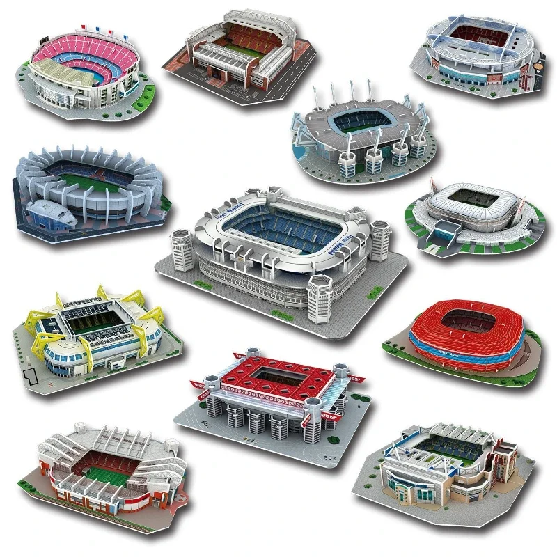 Rompecabezas de estadio de fútbol 3D de papel DIY, rompecabezas de construcción, juguete para niños, desarrollo intelectual, juguetes educativos, regalos de navidad