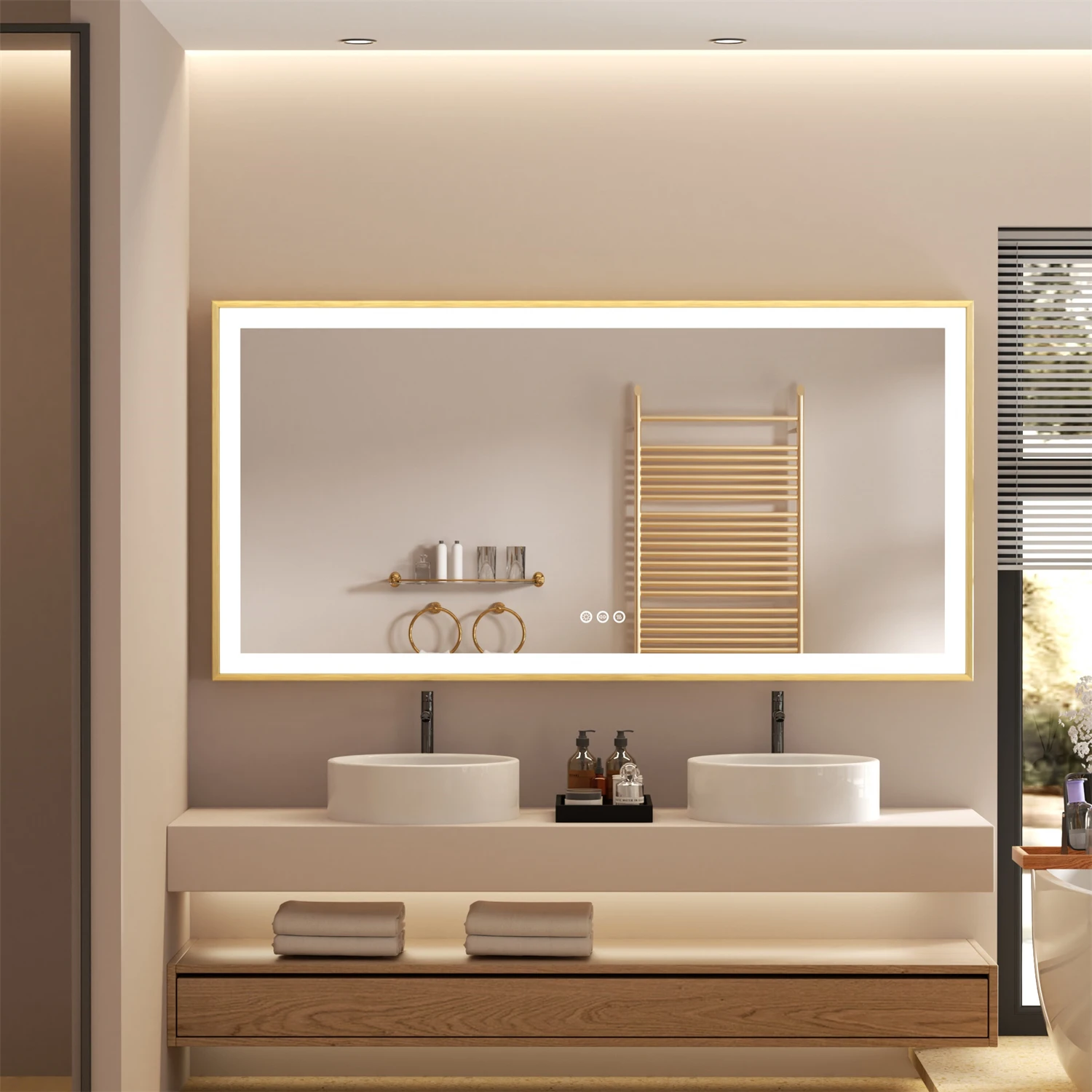 

LED bathroom mirror intelligent touch sensor anti-fog wall mirror 3 size