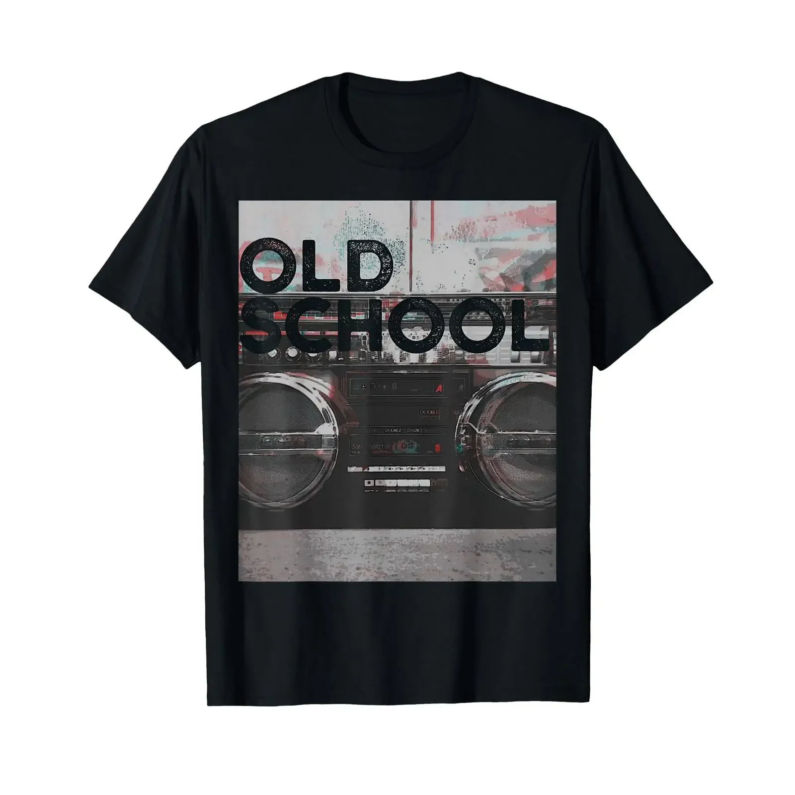 Old School Vintage Boombox Music T Shirt Cassette Player vintage Washed graphic Top For Everyday Wear homme fashion Stretched