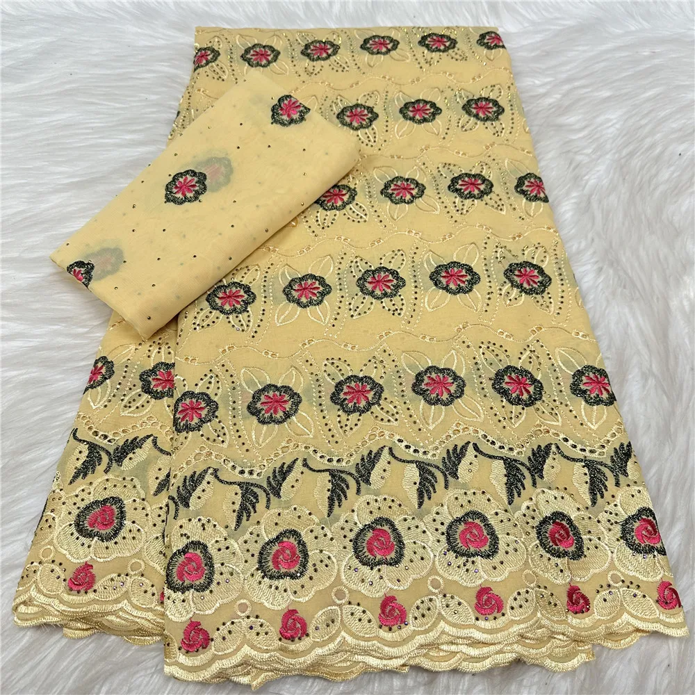 High Quality Swiss Voile Lace In Switzerland African Lace Fabric 5+2Yards Handmade Cotton Fabrics For Bridal Evening Dress 31A32