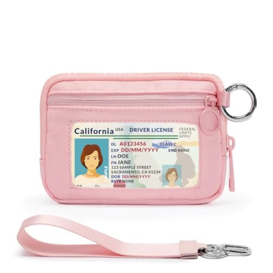 

YDF The Iris Wallet for Women Mini Zip Card Case with Clear ID Window Zipper Coin Purse Lightweight Portable Keychain Wallet