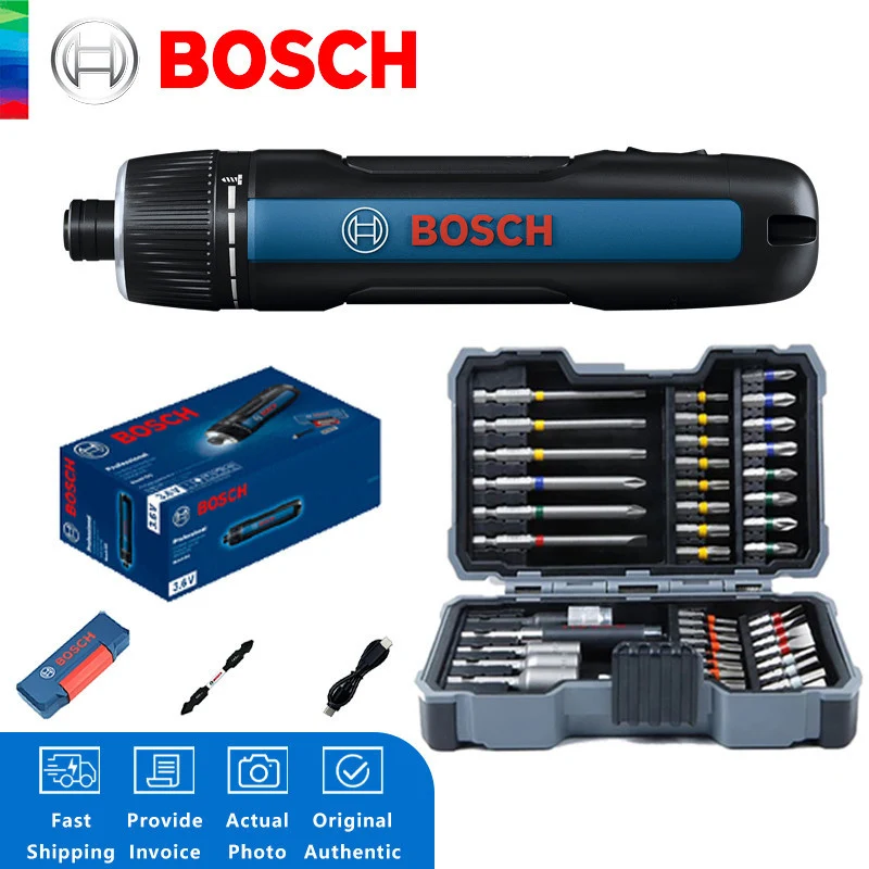 

Bosch Go3 Electric Screwdriver Kit with 43 Bits Cordless Hand Drill 3.6V Rechargeable Screw Driver Home DIY Tools