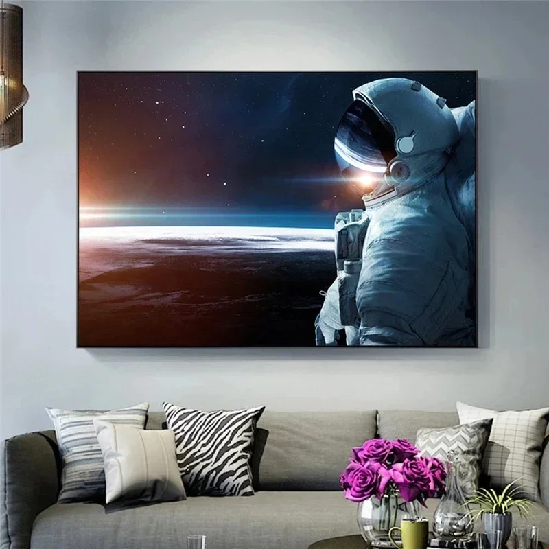 قماش اللوحة السريالية المشهد الكون النجوم والكواكب الملصقات يطبع الفضاء Exoplanet غالاكسي جدار الفن غرفة المعيشة ديكور #2