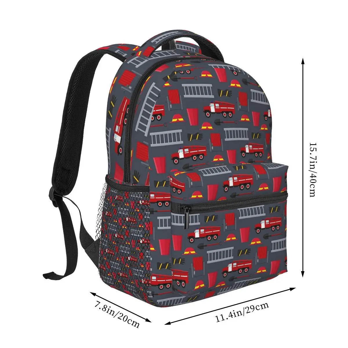 Fire Truck Fire Engine Theme Student Backpack School Bag Hiking Travel Daypack for Boys Girls Fashion Bookbag Shoulder Bags