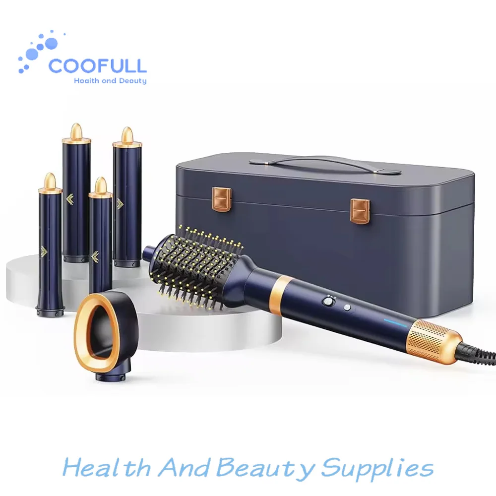 Coofull Wavy Talk  Professional Hot Air Hairdryer Brush Set One Step Comb Brush Blow Dryer 110000Rpm 5 in 1 Hair Dryer Set