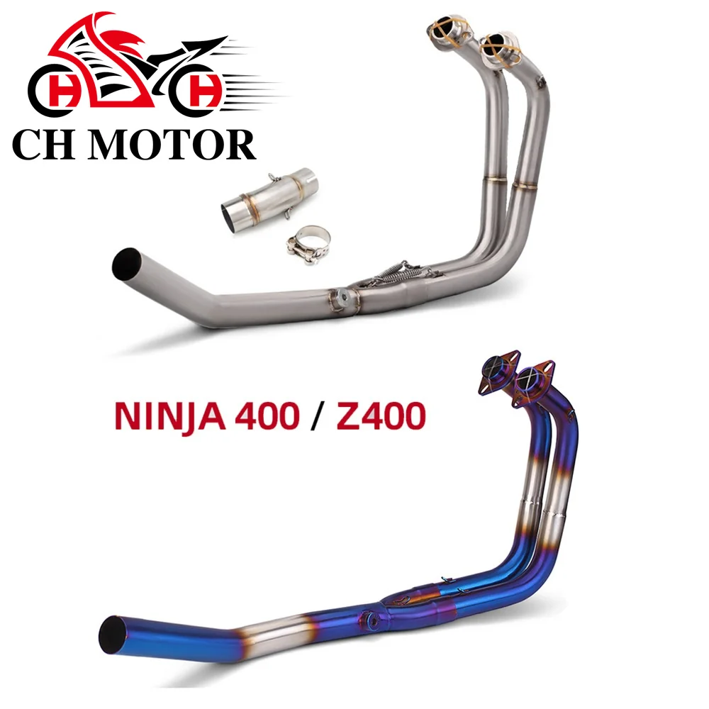 

Slip On universal 51MM Motorcycle Exhaust System Escape Stainless Front Link Pipe Optional For Kawasaki Z400 NINJA 400 2017-2025