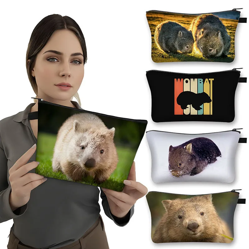 

Cute Wombat Print Cosmetic Bags Cartoon Wombats Australia Animal Women Makeup Bag Lipstick Storage Bag Zipper Pouch Organizer