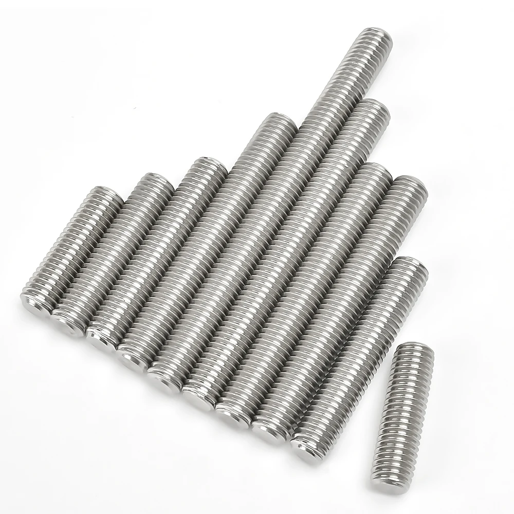 M3 M4 M5 M6 M8 M10 304 Stainless Steel Full Threaded Rod Bolt Fully Metric  Headless Bolt Thread Stud Rods Screws Length16-100mm