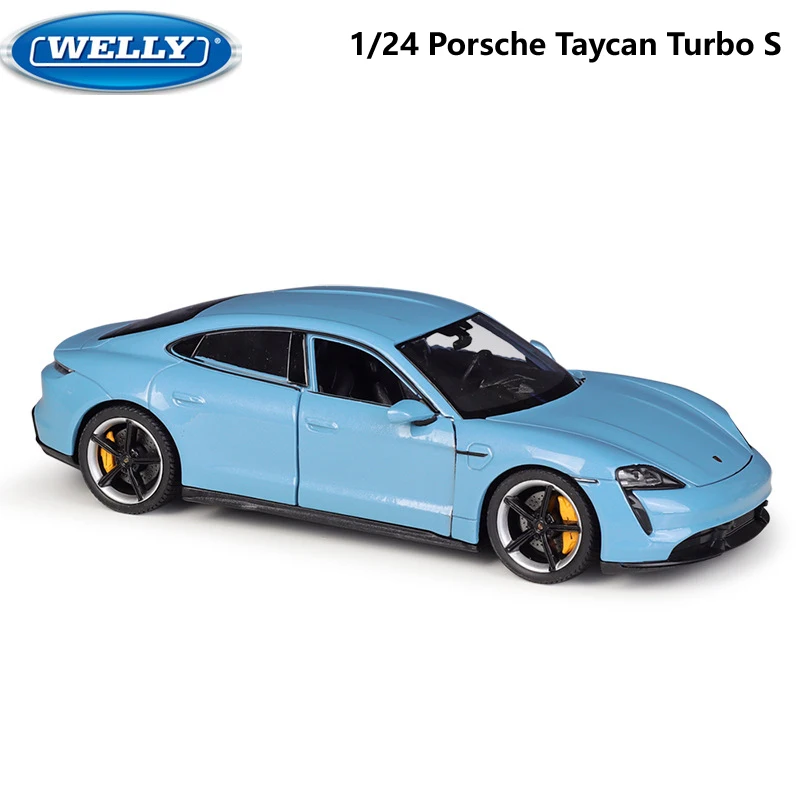 

WELLY Diecast 1:24 Car Porsche Taycan Turbo S Sports Car High Simulator Model Car Alloy Metal Toy Car For Kids Gift Collection