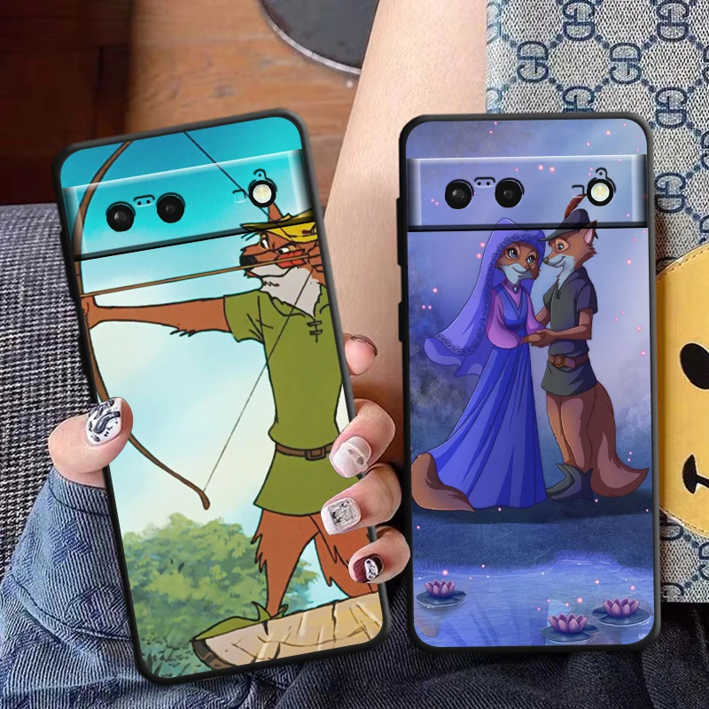 Disney Robin Hood Phone Case For Google Pixel 9 8 7 Pro 6 Pro 6A 5A 5 4 4A XL 5G Black Soft Fundas Cover