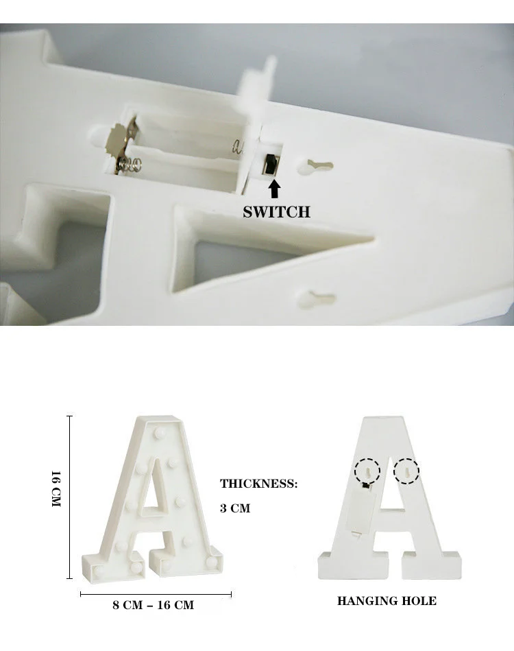 16cm LED letter warm light, letter number light with battery, used for home decoration lights for proposals and birthday parties