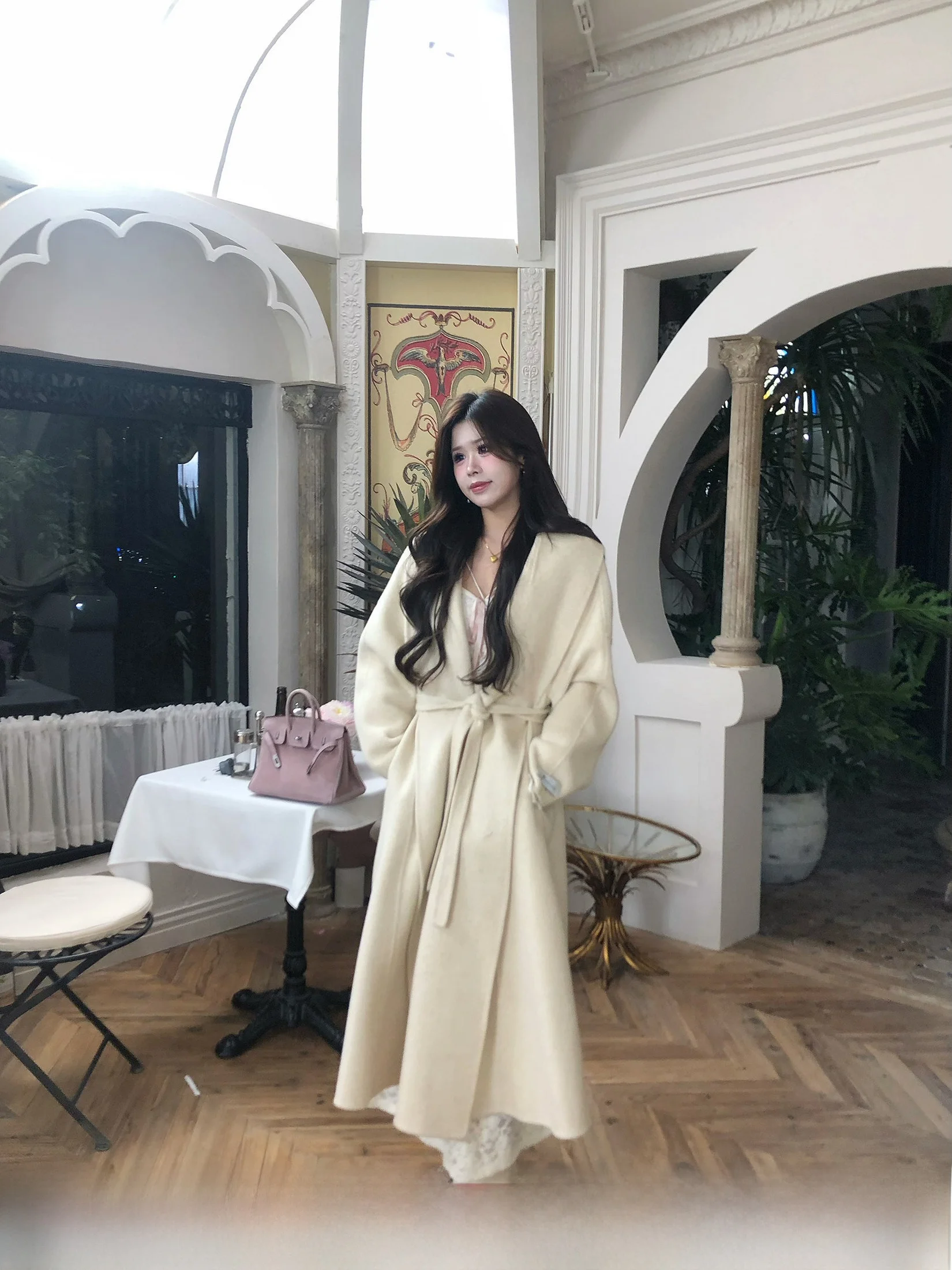 

Женское двустороннее шерстяное пальто Ele с длинными лацканами, корейский стиль, для повседневной носки, большие размеры, зимняя верхняя одежда