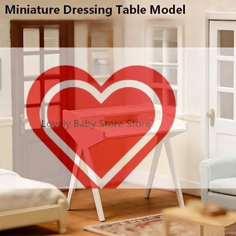 Miniature Dressing Table 1/12 Dollhouse Vanity Table Side Table Model Dollhouse Bedroom Furniture Decor Micro Scene Ornaments