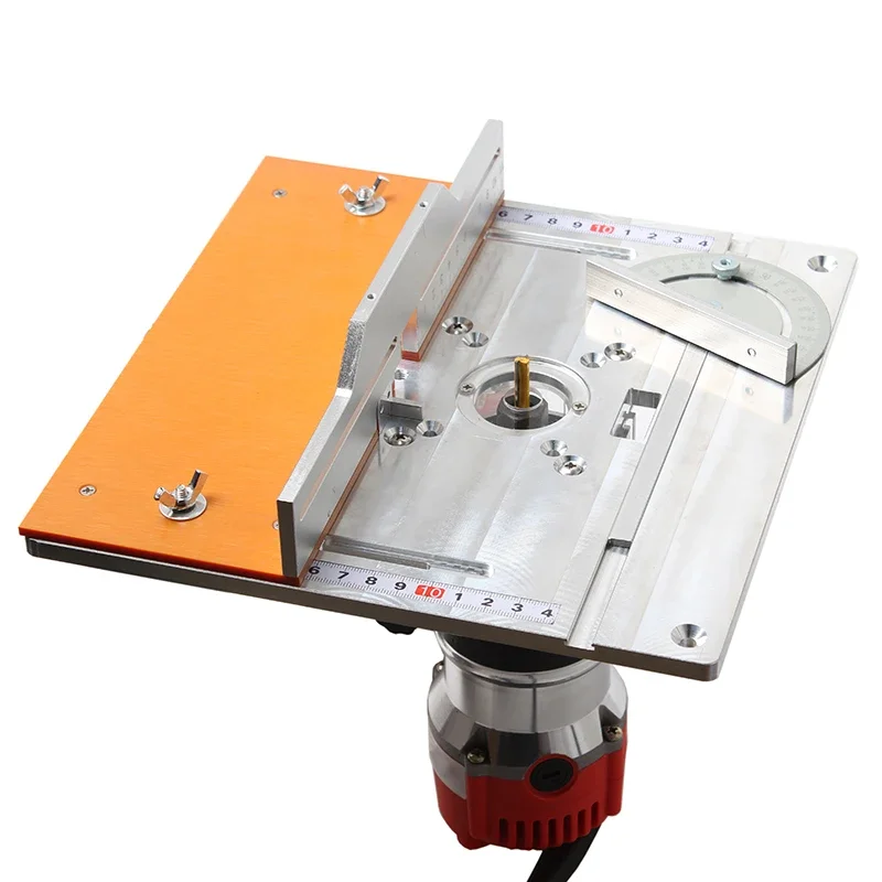 Aluminum Router Table Insert Plate with Miter Gauge Guide Set, Electric Wood Milling Flip Board for Woodworking Workbench