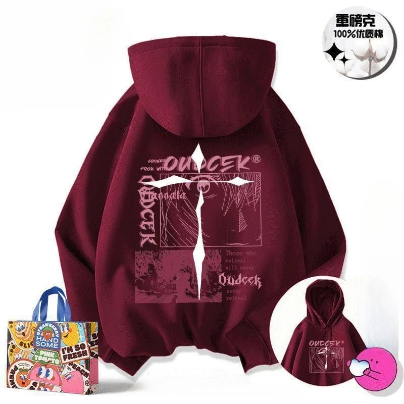 

Свободное пальто с капюшоном в стиле аниме, повседневный пуловер Ins, свитер