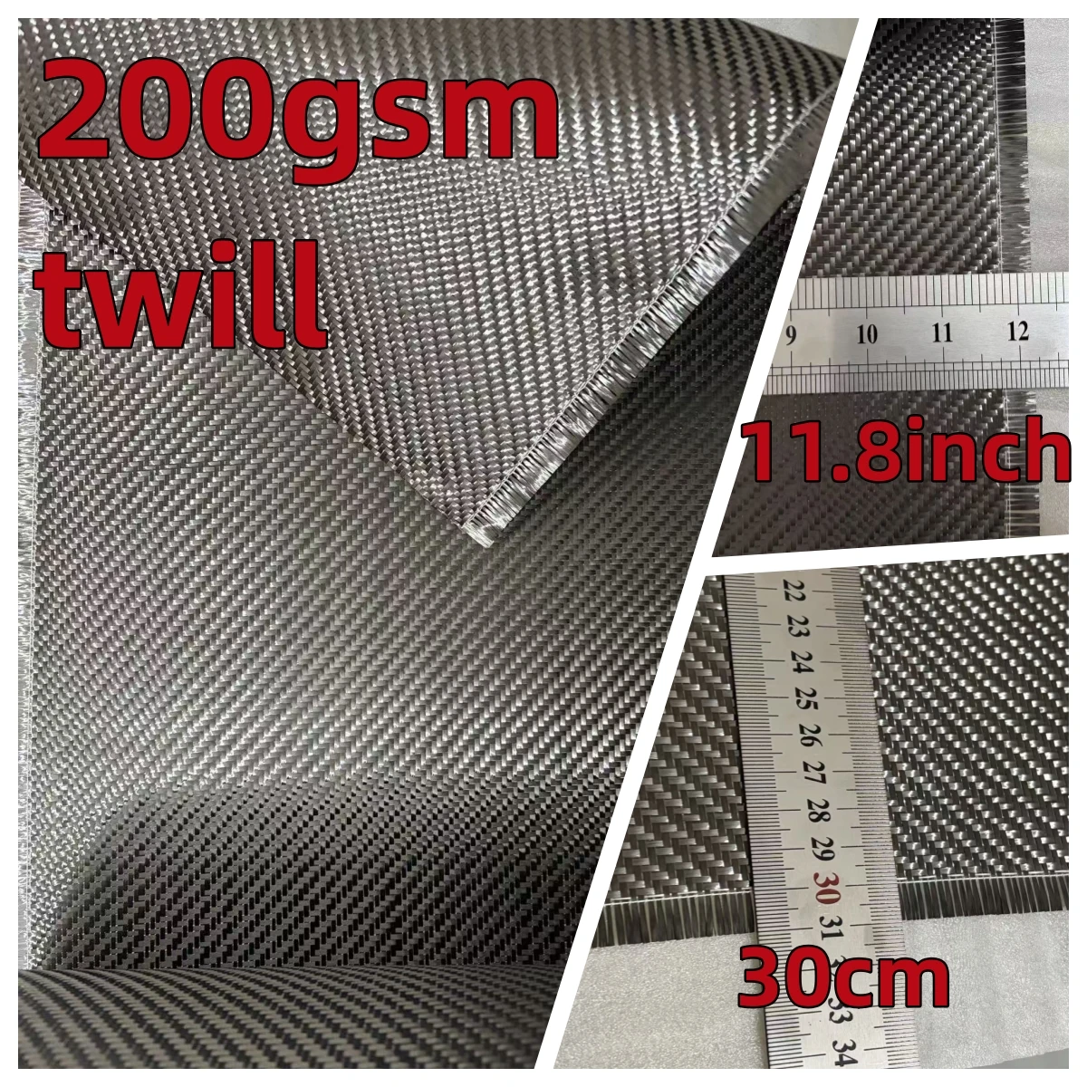 

[Grade A] Real Carbon Fiber Cloth 3K 200gsm 2*2 Plain Twill Carbon Fabric 12" / 30cm wide Continuous roll up packaging.