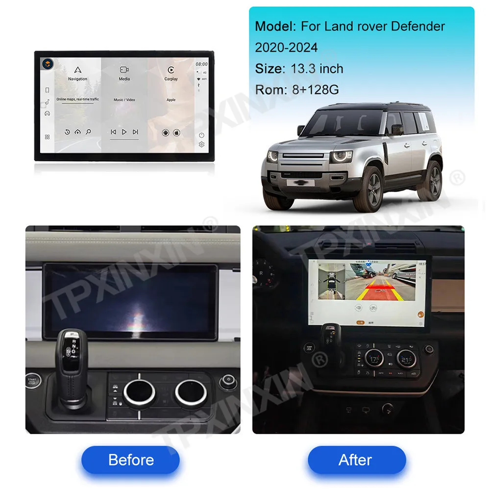 No Coding The Latest 13.3 Inch Qualcomm For Land Rover Defender 2020-2024 Car Radio Multimedia Player CarPlay GPS Navi Head Unit