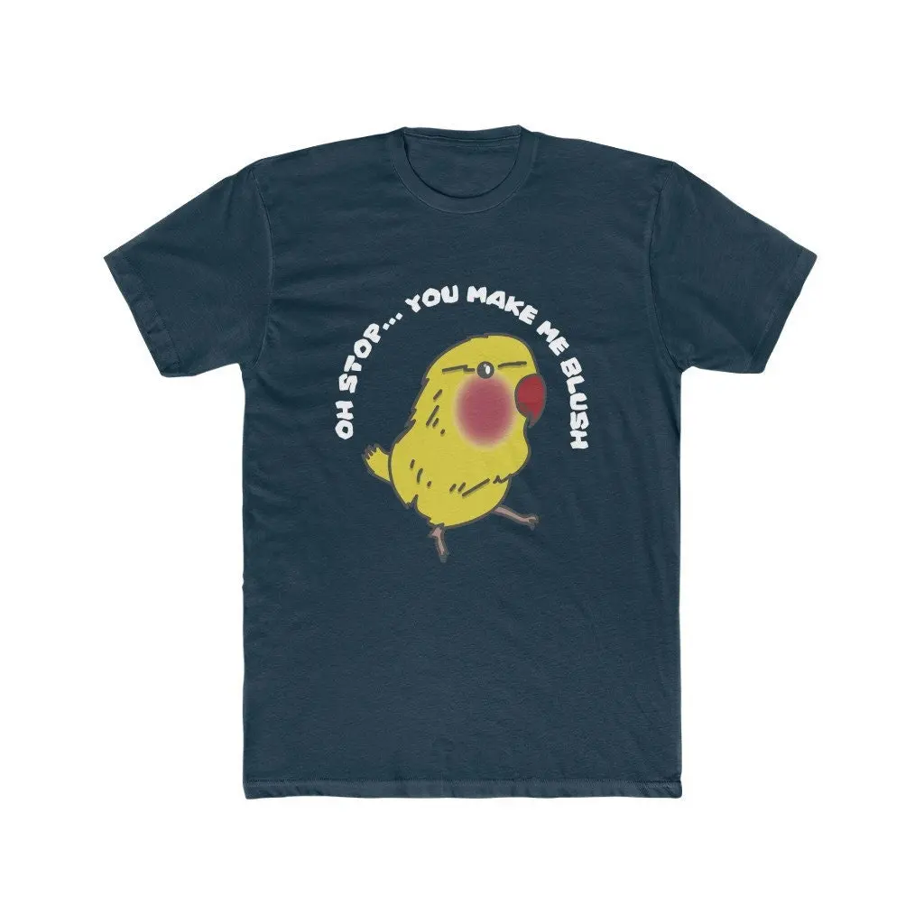 Oh Stop You Make Me Blush Cute Rosy Faced Yellow Lovebird Premium Cotton Crew T Shirt