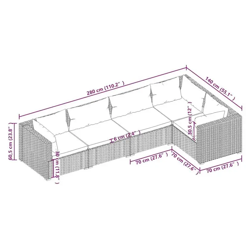 

Garden Lounge Set Brown