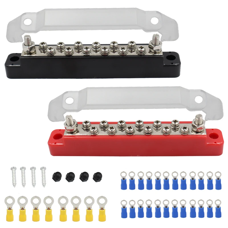 Power Distribution Block 150A Bus Bar Terminal Block with Cover 2x1/4