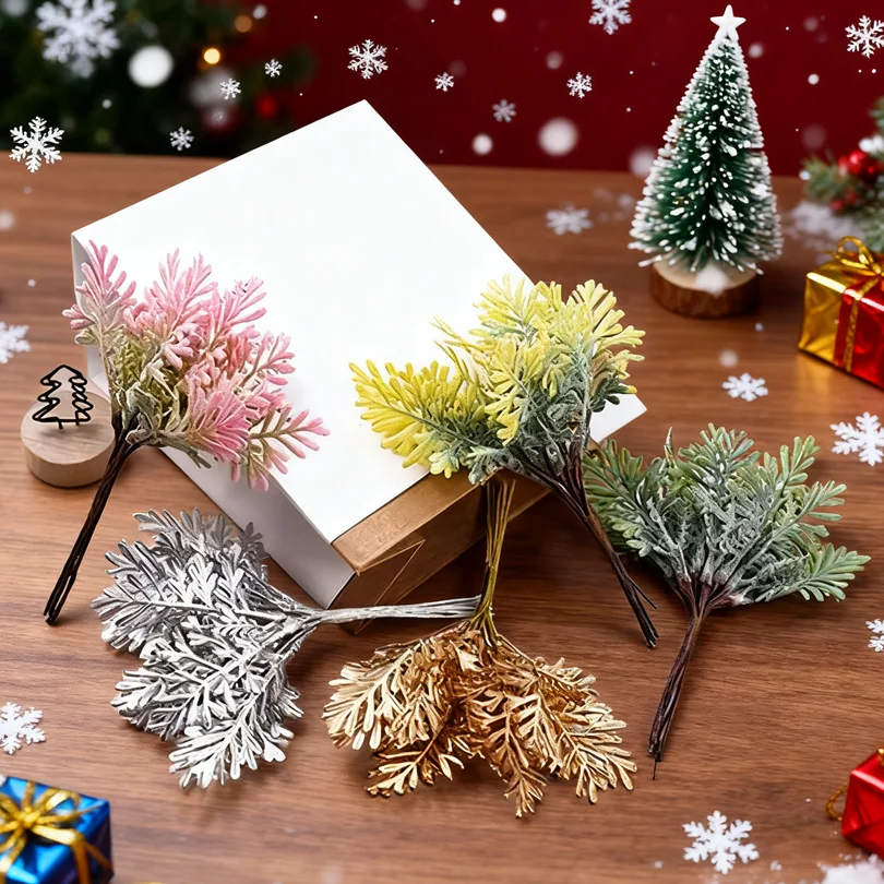 

1Pc Golden Silver Christmas Leave Artificial Plants Wedding Flowers Table Centrepiece Home Room Decor Diy Gifts Bridal Clearance