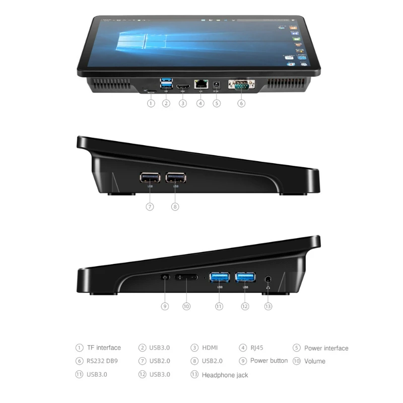 PiPO X15 11.6 นิ้ว Intel i3 Custom All In One Kiosk Interactive Flat Capacitive หน้าจอสัมผัสจอแสดงผล Windows 11 Vesa Hole