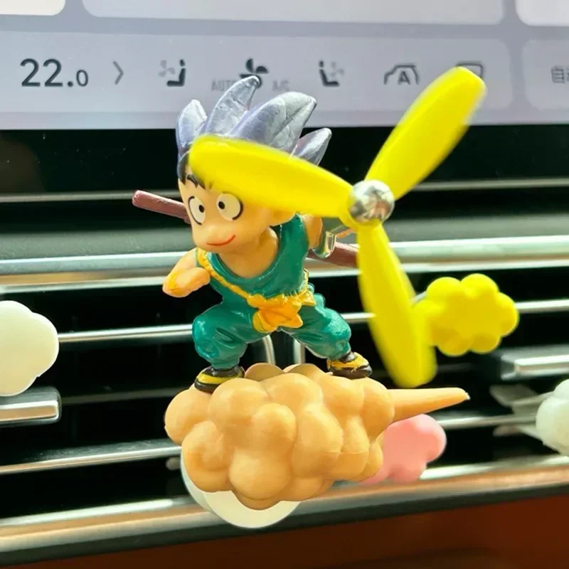 Dragon Ball Anime Figure Son Goku Car Air Conditioning Vents Fan Figurine Model Somersault Cloud Cute Car Decoration Gifts Toys