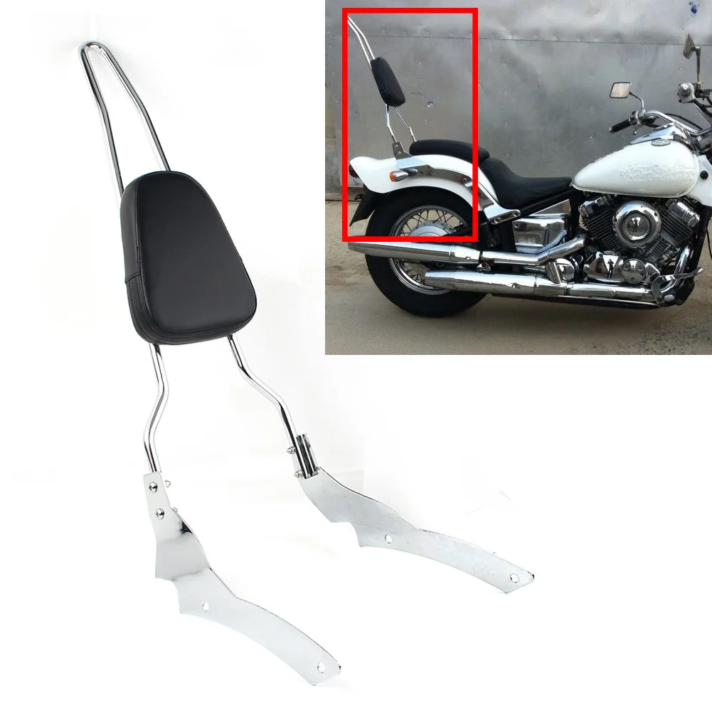 Chrome Aluminum Motorcycle Passerger Backrest Sissy Bar Pad For Yamaha V-Star Dragstar 400 650 XVS650 Custom 1996-2011