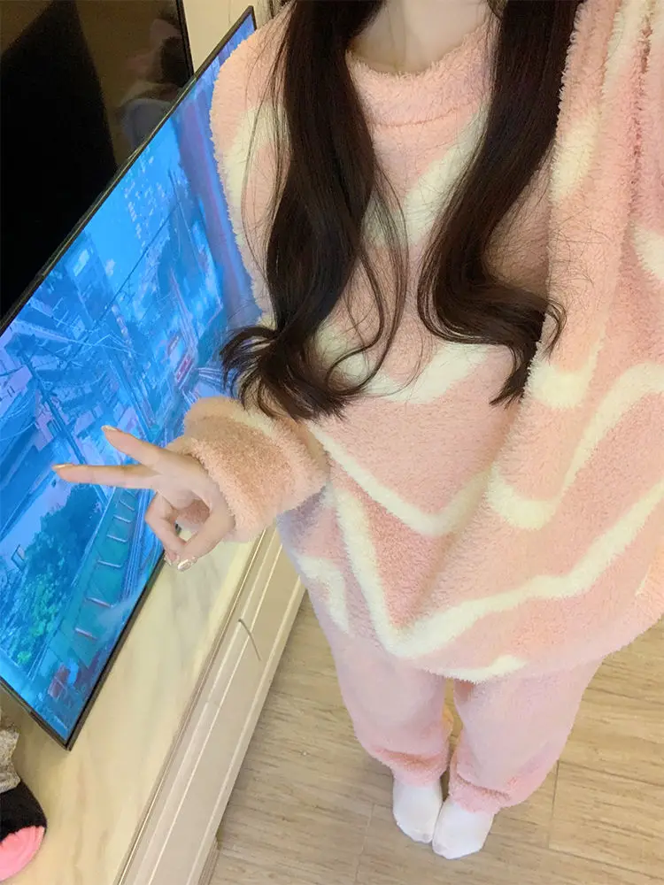 

Pajama Sets Woman Winter Women Chinese Style Floral Printed Satin Long-Sleeved Sleepwear Lounge Set Homewear Smooth Elegant 2026
