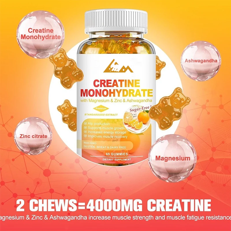 

Creatine Monohydrate Soft Candy - Pure Creatine Chewing Promotes Muscle Growth, Recovery, and Anaerobic Endurance