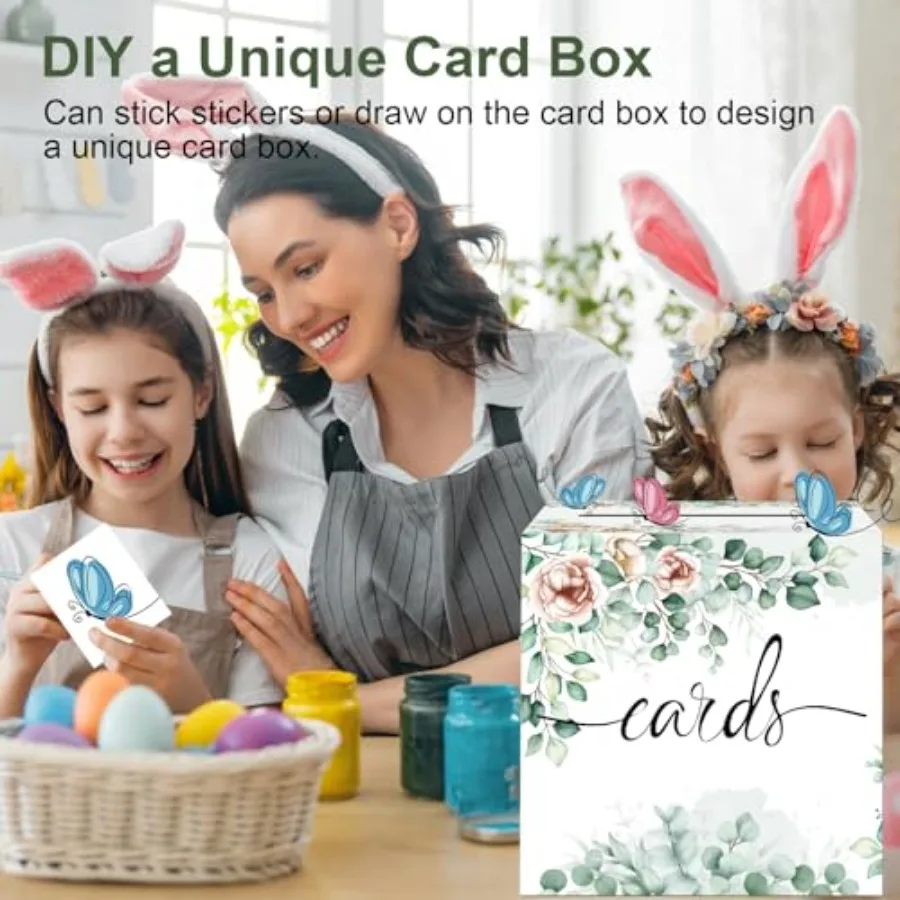 Watercolor Greenery and Floral Card Box Wedding Card Box Holder Gift Cards Receiving Box for Party Graduation Bridal or Baby Sh