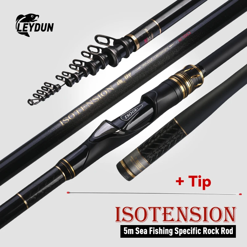 LEYDUN nuevas cañas de pescar de tensión ISO 500 plataforma de pesca de boya 0,6 1,0 1,5 2,0 Surfcasting telescópico pesca en el mar en la costa giratoria