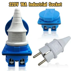 1PCS Industrial Waterproof Socket European Socket Copper European Plug 220V 16A Electric Power Connector Waterproof Dustproof