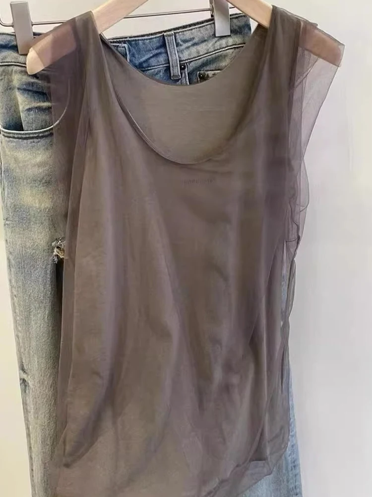 Ele Knitted Me Paneling Casual Slim Fit Colete Svel Top Coreano Sle Corte Reto Cor Verão Faion Feminino...