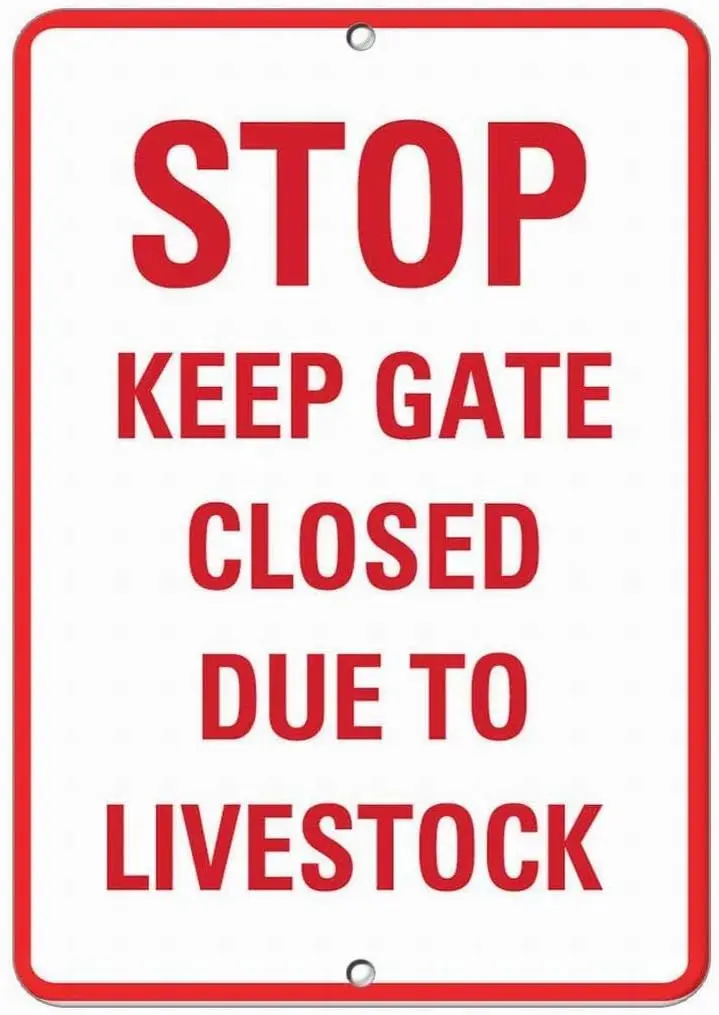 Safety Sign 8x12 Danger Sign (2 Pieces) Stop Keep Gate Closed Due to Livestock Activity Sign Warning Caution Tin Signs Meta sign